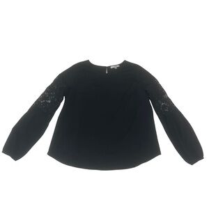 Q&A Elegant Black Lace Sleeve Top – Women’s Size Medium